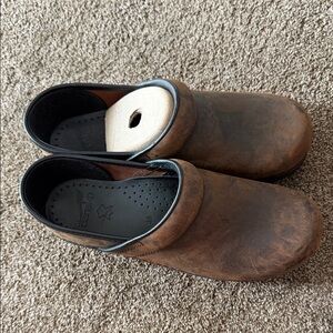 Dansko Brown Leather Slip-On Clogs
